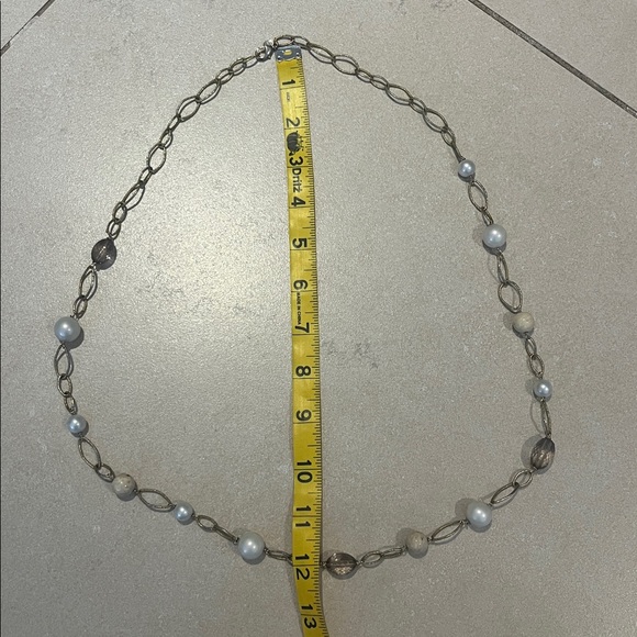 Alexis Bittar Pearl and stone Chain Necklace- Rare find - 37” Full length